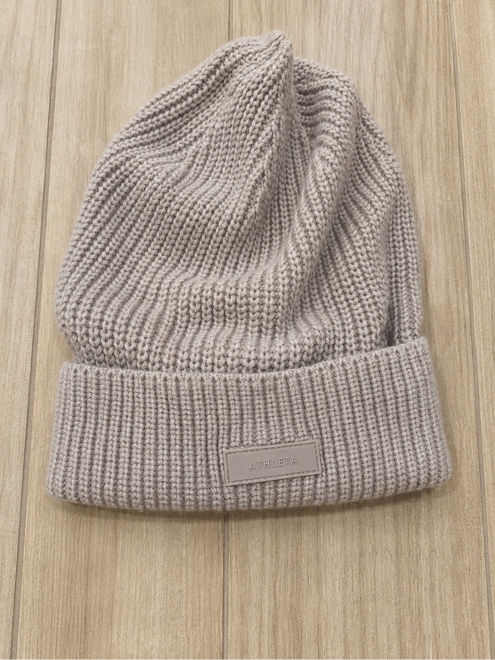 Athleta Neutral Taupe Ribbed Cuff Beanie